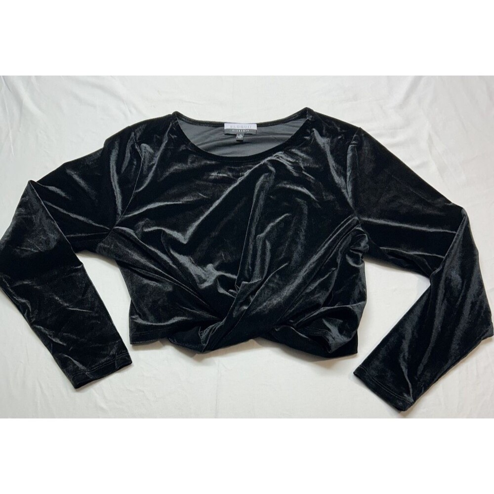 Chic Whimsi-Goth Velvet Twist-Front Party Crop-Top Sz 20